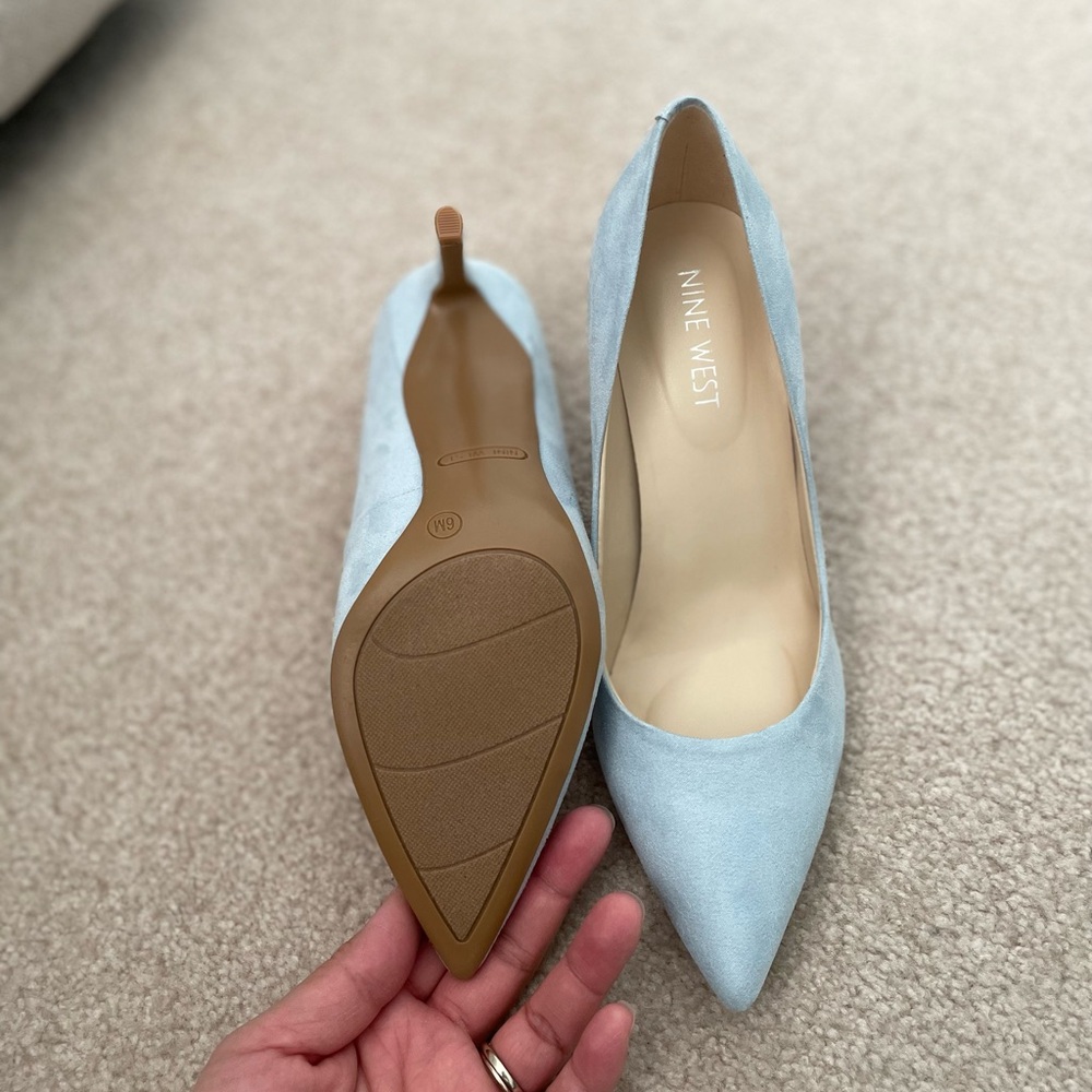 Nine West Light Blue Suede Heels - Picture 3 of 5